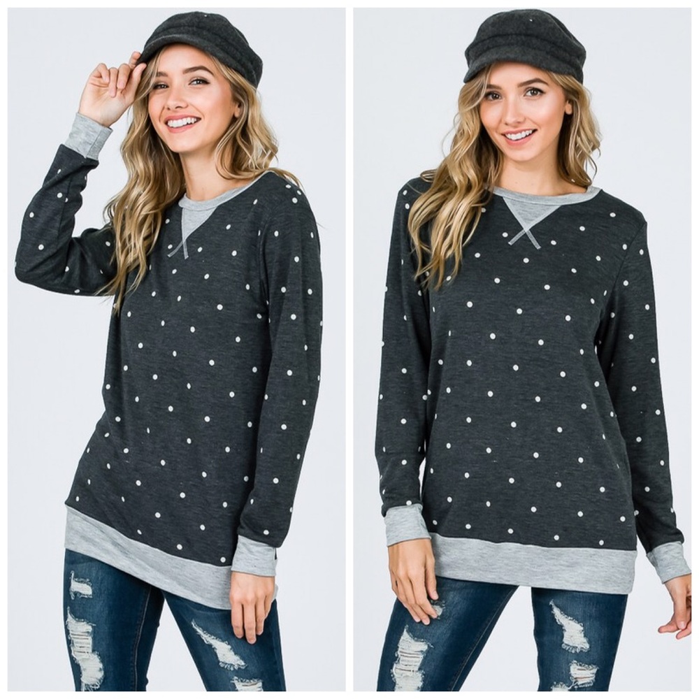 ❤️LAST 1!  PARTY SALE French Terry Polka Dot Top! - Picture 5 of 6